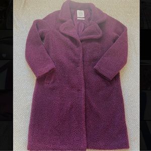 Burgundy Sherpa Long Coat M